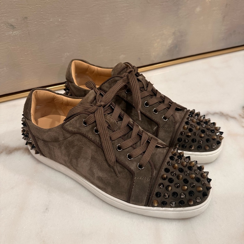 Christian Louboutin Brown Spiked Sneakers